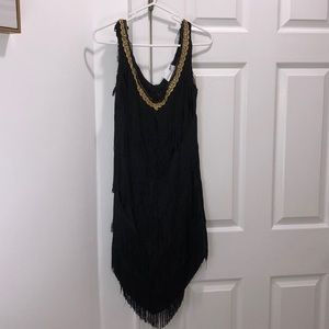 Black with gold v-neck dress